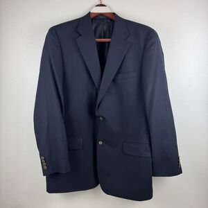 Club Room Easy Traveler Blazer Navy Gold Buttons Wool coat jacket 44L - 2 button